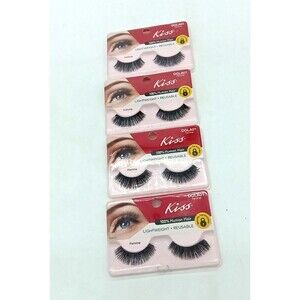 KISS Eyelashes 100% Human Hair Lightweight & Reusable DGLA01 Femme 4 Pack New